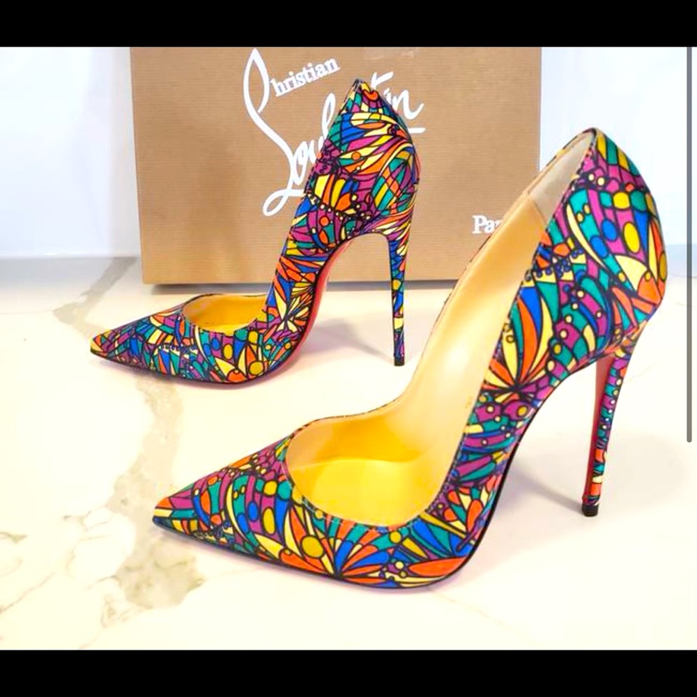 Christian Louboutin heels with a pointed toe. Size run small fits like a 7.5.